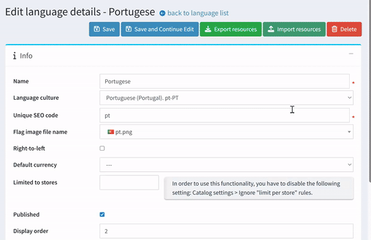 Find untranslated items in NopCommerce